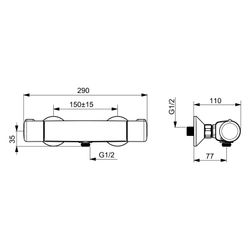 Hansa Micra Brausebatterie, DN 15, Chrom, 58150171... HANSA-58150171 4057304003462 (Abb. 1)