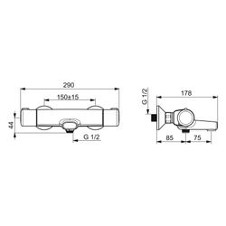Hansa Micra Wannenfüll- und Brausebatterie, Ausladung 159mm, DN 15, Chrom, 58162171... HANSA-58162171 4057304003486 (Abb. 1)
