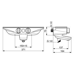 Hansa Emotion Wannenfüll- und Brausebatterie Wellfit 5864 6V Ausladung 137mm Chrom/Gr... HANSA-5864217284 4057304008764 (Abb. 1)