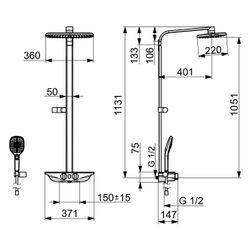 Hansa Emotion Regenbrause-Duscharmatur Wellfit, 3-strahlig, 6V, DN 15, 5865017282... HANSA-5865017282 4057304007842 (Abb. 1)