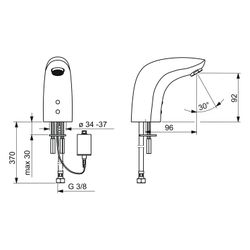 Hansa Electra Waschtischbatterie 6440 6V, Bluetooth Ausladung 96mm DN15 Chrom... HANSA-64402219 4057304014116 (Abb. 1)