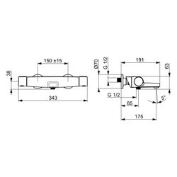 Hansa Optima Wannen- und Brausearmatur Wandmontage Thermostat, mit MagShelf-Ablage, Chr... HANSA-65132201 4057304017933 (Abb. 1)