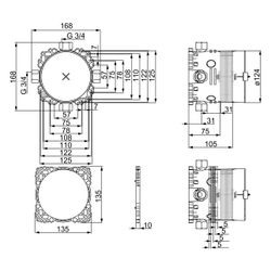 Hansa BlueBox Unterputz-Rohbauset Bade- und Brausearmatur, G 3/4", DN 20, 80010000... HANSA-80010000 4015474279476 (Abb. 1)