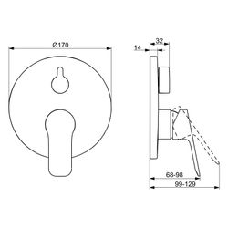 Hansa Basic Einhebelmischer Fertigmontageset für Wanne/Brause 8055 Rosette rund Chrom... HANSA-80559003 4057304019159 (Abb. 1)