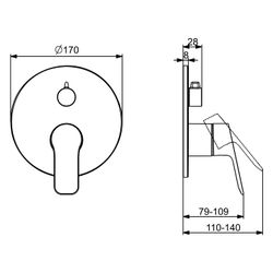 Hansa Basic Einhebel-Wannen- und Brausearmatur, Unterputz, mit Drehumsteller, Rosette r... HANSA-80559023 4057304022746 (Abb. 1)