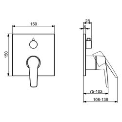 Hansa Polo Einhebel-Wannen- und Brausearmatur, Unterputz, Rosette eckig, mit Drehumstel... HANSA-80609023 4057304022692 (Abb. 1)