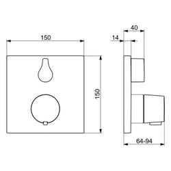 Hansa Living Fertigmontageset für Wanne/Brause 8114 Rosette eckig mit Sicherungseinrich... HANSA-81143562 4015474278998 (Abb. 1)