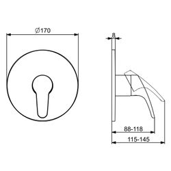 Hansa Mix Einhebel-Duscharmatur, Fertigmontageset, Unterputz, mit Temperaturbegrenzer, ... HANSA-81859023 4057304022777 (Abb. 1)