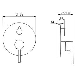 Hansa Vantis Einhebelmischer Fertigmontageset für Wanne/Brause 8260 Rosette rund mit Si... HANSA-82603067 4057304017384 (Abb. 1)
