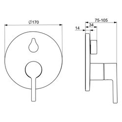 Hansa Vantis Einhebelmischer Fertigmontageset für Wanne/Brause 8260 Rosette rund Chrom ... HANSA-82609067 4057304017360 (Abb. 1)