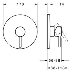 Hansa Vantis Einhebelmischer Fertigmontageset für Brausebatterie Style 8261 Rosette run... HANSA-82619077 4015474279261 (Abb. 1)