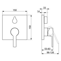 Hansa Ronda Einhebelmischer Fertigmontageset für Wanne/Brause 8384 Rosette eckig mit Si... HANSA-83843583 4015474287082 (Abb. 1)