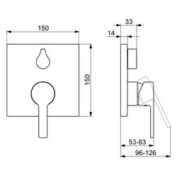 Hansa Ronda Einhebelmischer Fertigmontageset für Wanne/Brause 8384 Rosette eckig Chrom... HANSA-83849583 4015474287068 (Abb. 1)