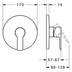Hansa Ligna Einhebelmischer Fertigmontageset für Brausebatterie 8387 Rosette rund Chrom... HANSA-83879503 4015474278882 (Abb. 1)