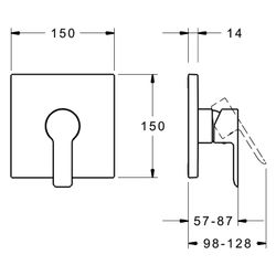 Hansa Ligna Einhebelmischer Fertigmontageset für Brausebatterie 8387 Rosette eckig Chro... HANSA-83879513 4015474278875 (Abb. 1)
