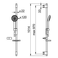 Hansa ActiveJet Wandstangengarnitur, 1-strahlig, Chrom/Hellgrau, 84370110... HANSA-84370110 4057304005107 (Abb. 1)