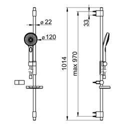 Hansa ActiveJet Wandstangengarnitur, 3-strahlig, Chrom/Hellgrau, 84370130... HANSA-84370130 4057304005114 (Abb. 1)