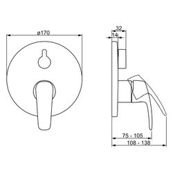 Hansa Pinto Einhebelmischer Fertigmontageset für Wanne/Brause 8528 Rosette rund mit Sic... HANSA-85283083 4057304003905 (Abb. 1)