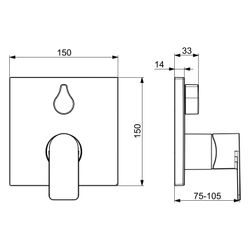 Hansa Stela Einhebelmischer Fertigmontageset für Wanne/Brause 8784 Rosette eckig Chrom... HANSA-87849073 4057304015250 (Abb. 1)