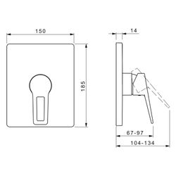Hansa Twist Einhebelmischer Fertigmontageset für Brausebatterie 8985 Rosette eckig Büge... HANSA-89859085 4015474285569 (Abb. 1)