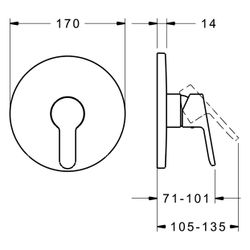 Hansa Primo Einhebelmischer Fertigmontageset für Brausebatterie 8991 Rosette rund Chrom... HANSA-89919003 4015474278691 (Abb. 1)