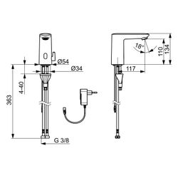 Hansa Electra Digital Waschtischarmatur, Standmontage, Sensor, Bluetooth, 230/9V, Mat... HANSA-9220200933 4057304019449 (Abb. 1)
