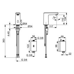Hansa Electra Digital plus Waschtischarmatur, Standmontage, Sensor, Bluetooth, Chrom, 9... HANSA-92302239 4057304019487 (Abb. 1)