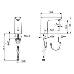 Hansa Electra Waschtischarmatur, Standmontage, berührungslos, Bluetooth, 230/9V, Chrom,... HANSA-92512009 4057304020162 (Abb. 1)