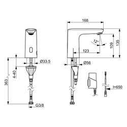 Hansa Electra Waschtischarmatur, Standmontage, Sensor, Bluetooth, 3V, Chrom, 92512219... HANSA-92512219 4057304020155 (Abb. 1)