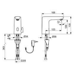 Hansa Electra Safety Waschtischarmatur, Standmontage, Sensor, Bluetooth, 230/9V, Chrom,... HANSA-92602009 4057304019395 (Abb. 1)