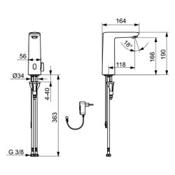 Hansa Electra Waschtischarmatur, Standmontage, berührungslos, Bluetooth, 230/9V, Chrom,... HANSA-93002009 4057304019500 (Abb. 1)