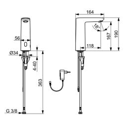 Hansa Electra Waschtischarmatur, Standmontage, elektronisch, Bluetooth, 230/9V, Chrom... HANSA-93012009 4057304019524 (Abb. 1)