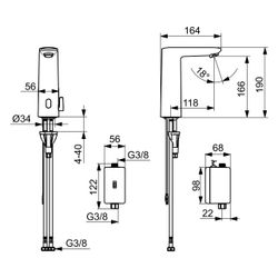 Hansa Electra Digital plus Waschtischarmatur, Standmontage, Sensor, Bluetooth, 3,6V, Ch... HANSA-93302239 4057304019586 (Abb. 1)