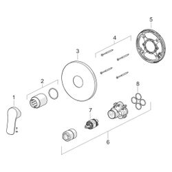 Hansa Basic Einhebelmischer Fertigset für Brause-Batterie 8056 Rosette rund Chrom... HANSA-80569003 4057304019142 (Abb. 1)