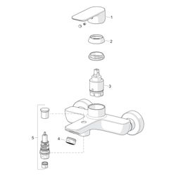 Hansa Basic Einhebelmischer Wannenfüll- und Brausebatterie, Ausladung 165mm, DN 15, Chr... HANSA-55442103 4057304019067 (Abb. 1)