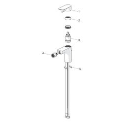 Hansa Basic Einhebel-Bidetarmatur, Standmontage, mit Zugstangen-Ablaufgarnitur, 129mm, ... HANSA-55433243 4057304022579 (Abb. 1)