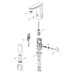 Hansa Electra Waschtischarmatur, Standmontage, Sensor, Bluetooth, 3V, Heißwasserspe... HANSA-921022190005 4057304019319 (Abb. 1)