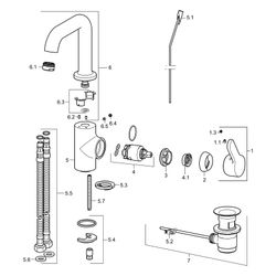 Hansa Primo Einhebel-Waschtischbatterie, Zugstangen-Ablaufgarnitur, Ausladung 142mm, DN... HANSA-49542203 4015474274884 (Abb. 1)