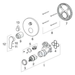 Hansa Pinto Einhebelmischer Fertigmontageset für Wanne/Brause 8526 Rosette rund Chrom... HANSA-85269183 4057304003844 (Abb. 1)