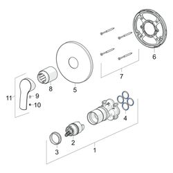 Hansa Pinto Einhebelmischer Fertigmontageset für Brausebatterie 8527 Rosette rund Chrom... HANSA-85279183 4057304003851 (Abb. 1)