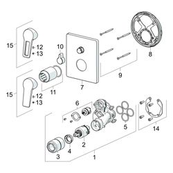Hansa Twist Einhebelmischer Fertigmontageset für Wanne/Brause 8984 Rosette eckig Chrom... HANSA-89849083 4015474285606 (Abb. 1)