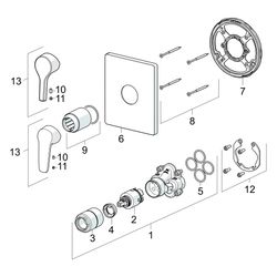 Hansa Polo Einhebelmischer Fertigmontageset für Brausebatterie 8061 Rosette eckig Chrom... HANSA-80619093 4057304003806 (Abb. 1)