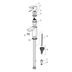Hansa Pinto Einhebel-Waschtischbatterie, Niederdruck, Ausladung 107mm, DN 15, Chrom, 45... HANSA-45341183 4057304003028 (Abb. 1)