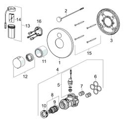 Hansa Electra Fertigmontageset für Brausebatterie, Rosette rund, 3V, Chrom, 81909001... HANSA-81909001 4057304004865 (Abb. 1)