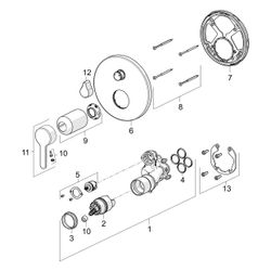 Hansa Designo Einhebelmischer Fertigmontageset für Wanne/Brause Style 8111 Rosette rund... HANSA-81119563 4057304006760 (Abb. 1)