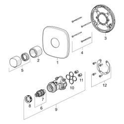 Hansa Living Fertigmontageset für Brausebatterie 8112 Rosette soft edge Chrom... HANSA-81129583 4057304004766 (Abb. 1)