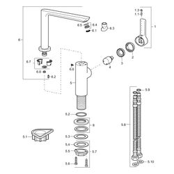 Hansa Ligna Einhebelmischer Küchenarmatur 5528 Ausladung 189mm DN15 Chrom... HANSA-55282203 4015474261716 (Abb. 1)