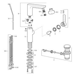 Hansa Ligna Einhebelmischer Waschtischbatterie, Zugstangen-Ablaufgarnitur, Ausladung 11... HANSA-55302203 4015474261730 (Abb. 1)