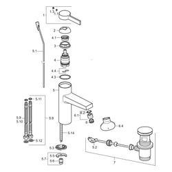Hansa Loft Einhebelmischer Waschtischbatterie 5754 Zugstangenablaufgarnitur Ausladung 1... HANSA-57542203 4015474262041 (Abb. 1)