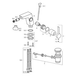 Hansa Loft Einhebelmischer Bidetbatterie 5758 Zugstangenablaufgarnitur Ausladung 141mm ... HANSA-57583203 4015474262133 (Abb. 1)